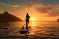 SUP paddle board oars sea recreation. AI generated Image by rawpixel.