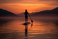 Woman paddle oars outdoors. AI generated Image by rawpixel.