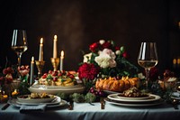 Christmas dinner decoration candle brunch. AI generated Image by rawpixel.
