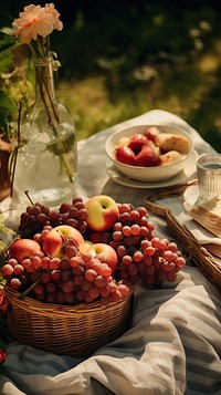 Picnic outdoors fruit apple. AI generated Image by rawpixel.
