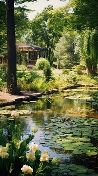 Pond architecture outdoors woodland. AI generated Image by rawpixel.