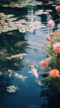 Pond swimming outdoors nature. AI generated Image by rawpixel.