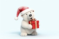 Polar bear wear santa hat holding gift box white cute toy. AI generated Image by rawpixel.