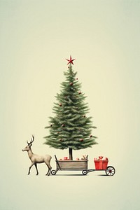 Christmas reindeer cart tree plant christmas tree. AI generated Image by rawpixel.