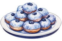 Hanukkah blue jelly donuts sufganiyot plate blueberry fruit. AI generated Image by rawpixel.