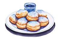 Hanukkah blue jelly donuts sufganiyot plate dessert pastry. AI generated Image by rawpixel.