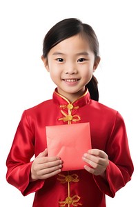 Young girl receiving red envelope photography portrait chinese new year. AI generated Image by rawpixel.