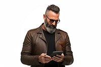 Male using smartphone portrait jacket adult. AI generated Image by rawpixel.
