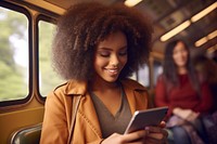 Woman on a bus ride. 