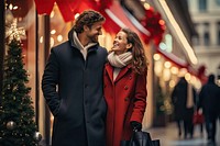 Happiness christmas shopping street. AI generated Image by rawpixel.
