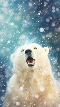 Polar bear snow wildlife outdoors. AI generated Image by rawpixel.