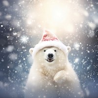 Polar bear snow christmas outdoors. AI generated Image by rawpixel.