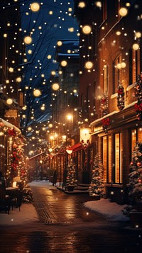 Christmas lights lighting street city. AI generated Image by rawpixel.