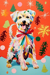 A dog wearing a festive Christmas scarf christmas mammal animal. AI generated Image by rawpixel.