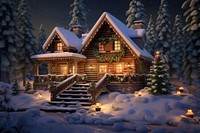 Serene Christmas christmas house architecture. AI generated Image by rawpixel.