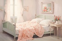 A bed room furniture painting bedroom. AI generated Image by rawpixel.
