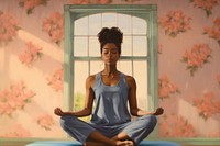 Yoga painting portrait sports. AI generated Image by rawpixel.