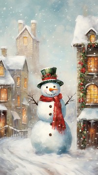 Festive christmas town outdoors snowman winter