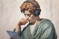 Portrait painting headphones art. AI generated Image by rawpixel.