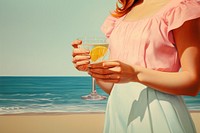 Painting outdoors cocktail holding. AI generated Image by rawpixel.