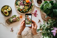 Plate salad plant phone. AI generated Image by rawpixel.