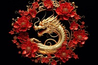 Golden dragon decoration circle flower. AI generated Image by rawpixel.