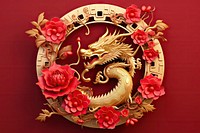 Golden dragon decoration circle shape. AI generated Image by rawpixel.