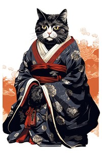 Edo era shogun cat animal mammal kimono. AI generated Image by rawpixel.