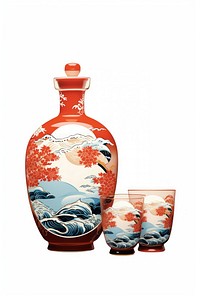 Edo era sake set porcelain pottery vase. AI generated Image by rawpixel.