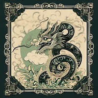 Chinese new year card art pattern dragon. AI generated Image by rawpixel.