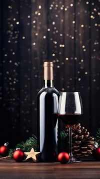 Wine bottle wine christmas drink. AI generated Image by rawpixel.