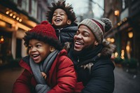 Black family laughing christmas adult. AI generated Image by rawpixel.