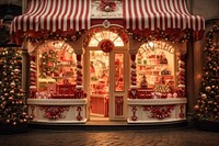 Chrismas celebration cute shop christmas architecture illuminated. AI generated Image by rawpixel.