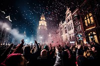 Celebration outdoors confetti concert. AI generated Image by rawpixel.