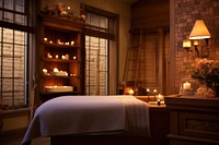 Cozy massage room furniture lighting candle. AI generated Image by rawpixel.