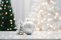 Marble table christmas white tree. AI generated Image by rawpixel.