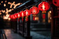 Red chinese lanterns hanging night architecture. AI generated Image by rawpixel.