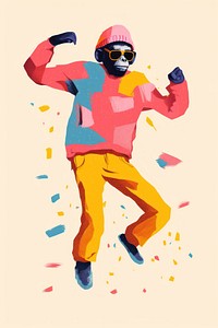 Monkey art paper snowboarding. AI generated Image by rawpixel.