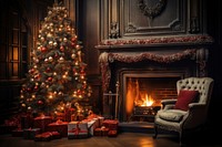 Fireplace christmas glowing hearth. AI generated Image by rawpixel.