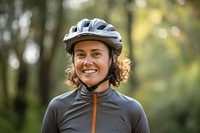 Happy woman cyclist helmet portrait smile. AI generated Image by rawpixel.