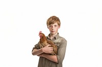 Farmer boy chicken poultry animal. 