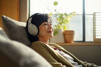 Japanese women headphones listening headset. AI generated Image by rawpixel.