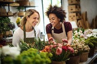 Florist working together smiling market flower. AI generated Image by rawpixel.