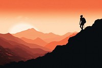 Woman hiking silhouette landscape adventure. AI generated Image by rawpixel.