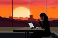 Businesswoman laptop computer sitting. AI generated Image by rawpixel.