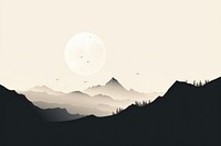Moon and mountain silhouette landscape outdoors. AI generated Image by rawpixel.