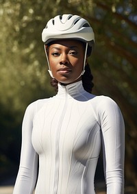 American african woman portrait outdoors cycling. AI generated Image by rawpixel.