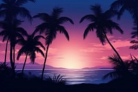 Beach with palm trees silhouette landscape outdoors. AI generated Image by rawpixel.