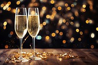Night celebration glass champagne confetti. AI generated Image by rawpixel.