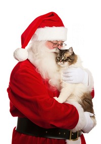 Santa Claus hugging a cat christmas mammal animal. 